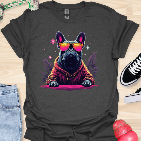 Retro Frenchie with Sunglasses - V3 - Retro Three T-Shirt